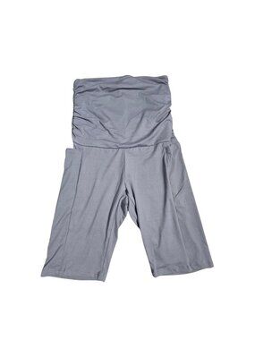 NWOT | Grey High-Rise Over-the-Belly Maternity Bike Shorts with Pockets Small
